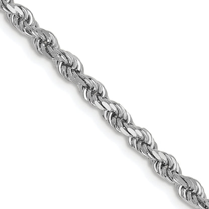 22 Inch 14K White Gold 2.75mm Diamond Cut Rope Chain Necklace