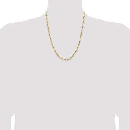 22 Inch 14K White Gold 3.25mm Diamond Cut Rope Chain Necklace
