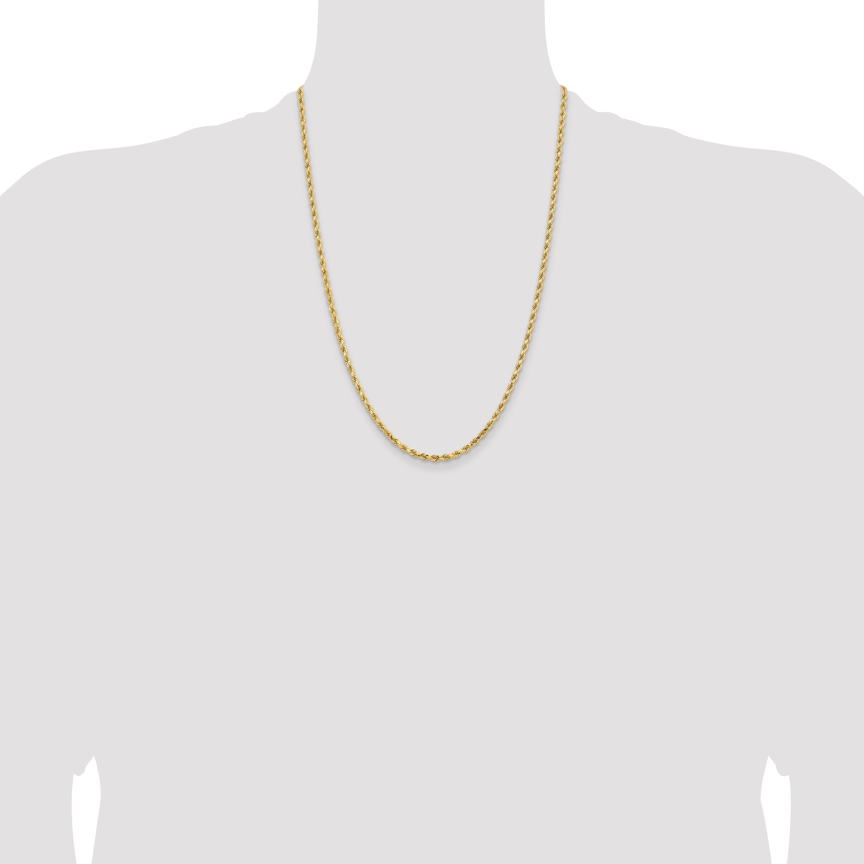 24 Inch 14K White Gold 3.25mm Diamond Cut Rope Chain Necklace