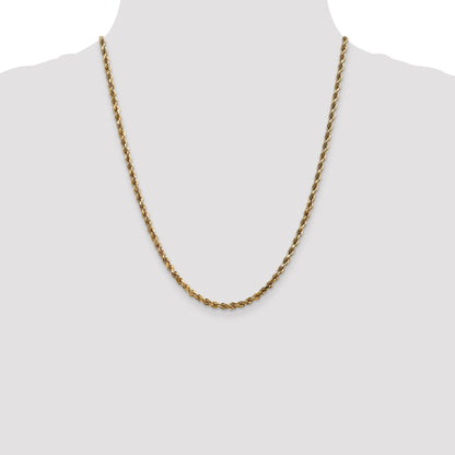 22 Inch 14K White Gold 3.5mm Diamond Cut Rope Chain Necklace