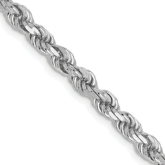 2 Inch 14K White Gold 3.5mm Diamond Cut Rope Chain Necklace