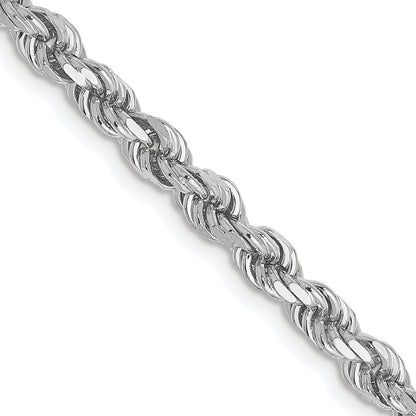 24 Inch 14K White Gold 3.5mm Diamond Cut Rope Chain Necklace