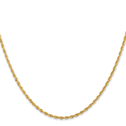 18 Inch 14K Yellow Gold 2.00mm Diamond Cut Lightweight Rope Chain Necklace