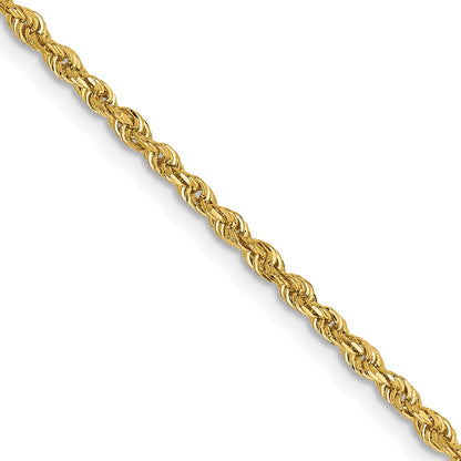 24 Inch 14K Yellow Gold 2.00mm Diamond Cut Lightweight Rope Chain Necklace