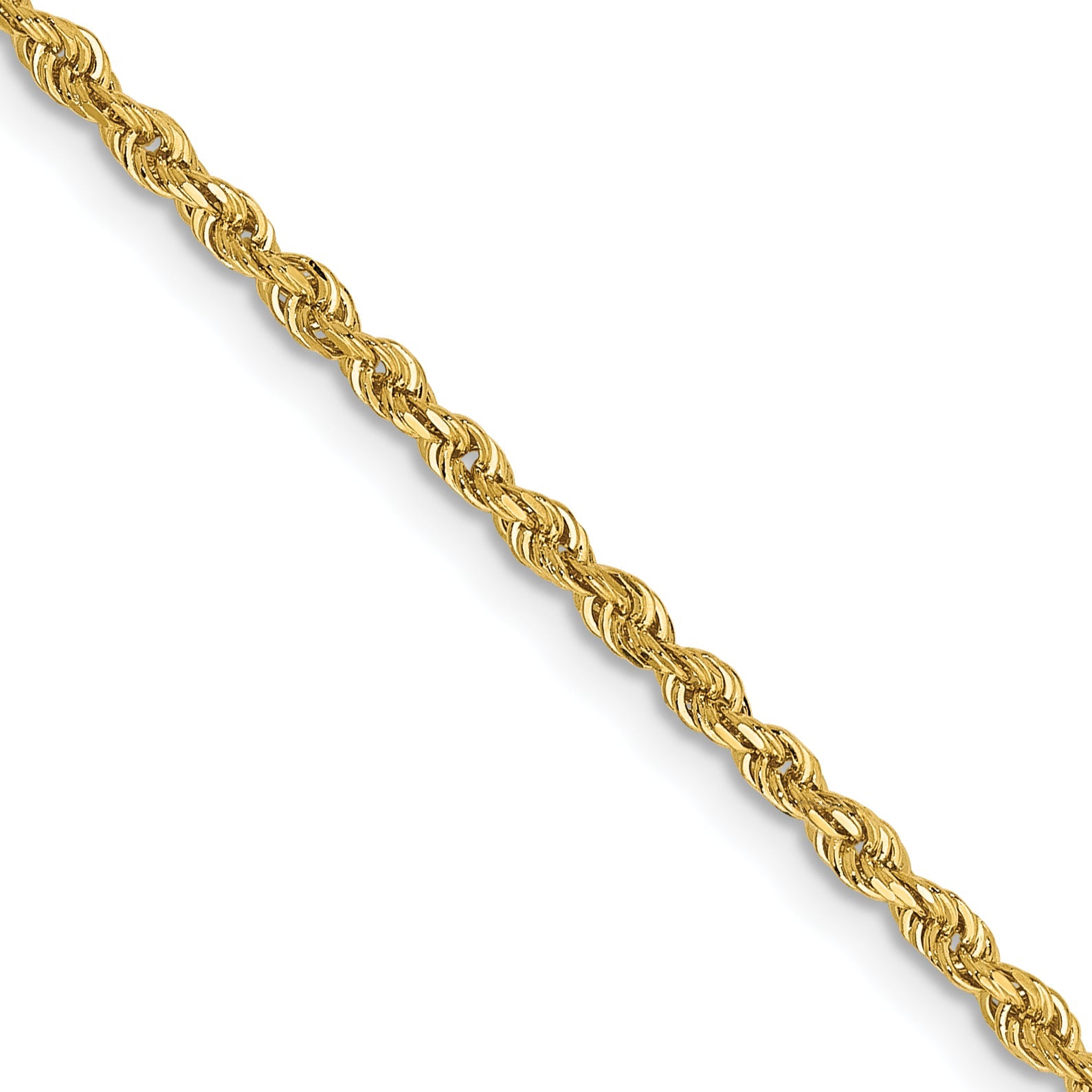 18 Inch 14K Yellow Gold 2.00mm Diamond Cut Lightweight Rope Chain Necklace