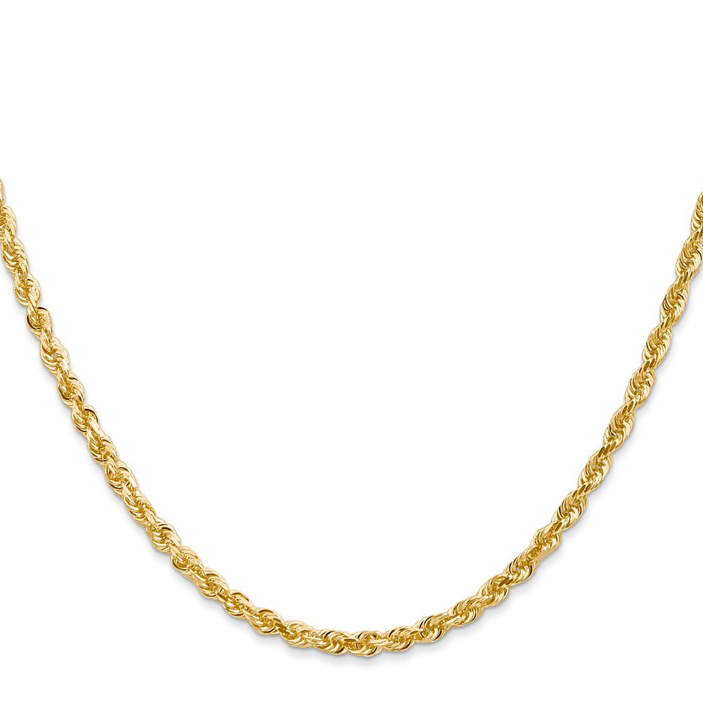 18 Inch 14K Yellow Gold 3.0mm Diamond Cut Lightweight Rope Chain Necklace