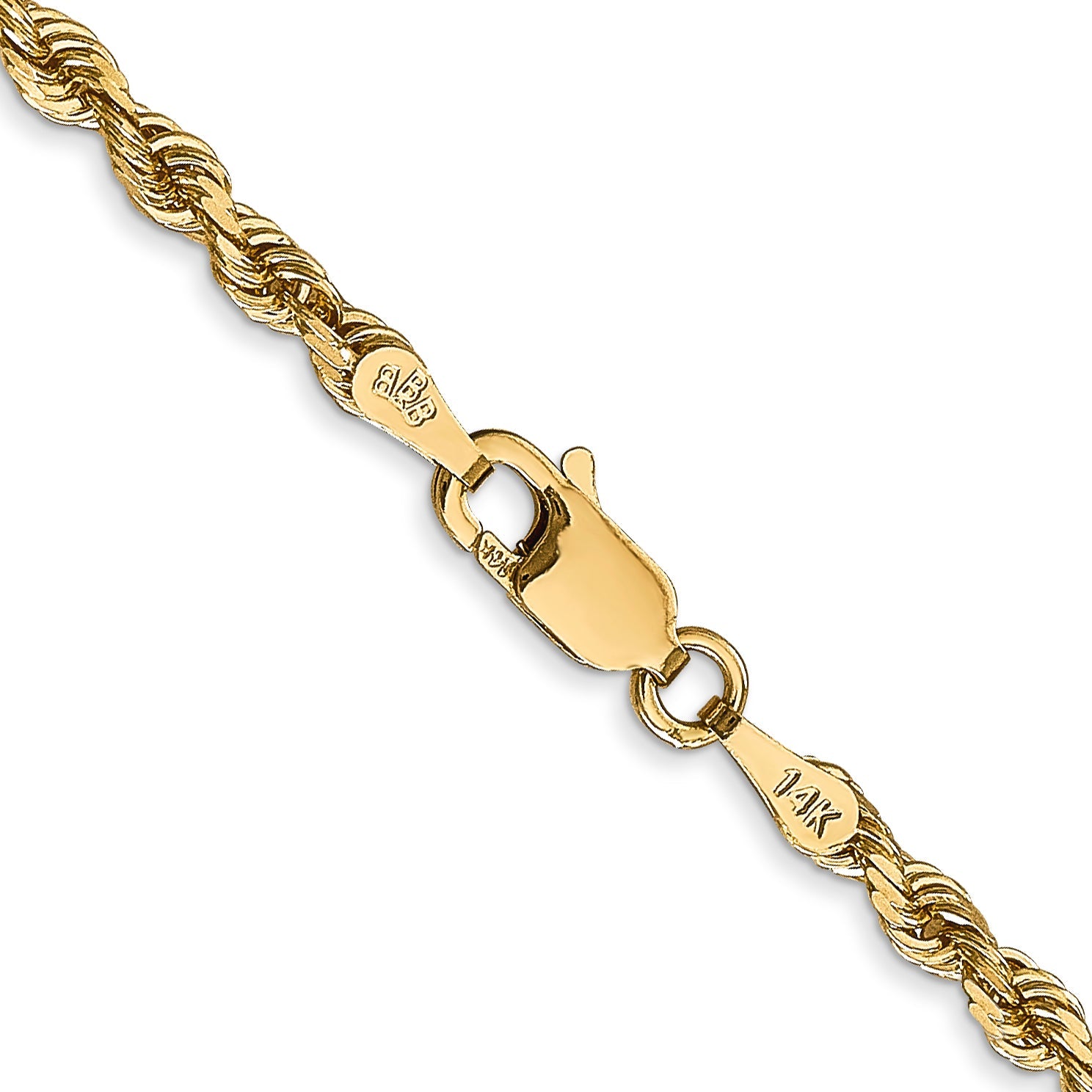 24 Inch 14K Yellow Gold 3.0mm Diamond Cut Lightweight Rope Chain Necklace