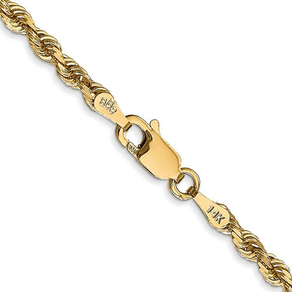 18 Inch 14K Yellow Gold 3.0mm Diamond Cut Lightweight Rope Chain Necklace