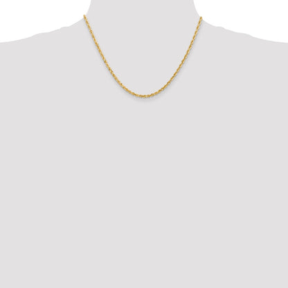 18 Inch 14K Yellow Gold 3.0mm Diamond Cut Lightweight Rope Chain Necklace