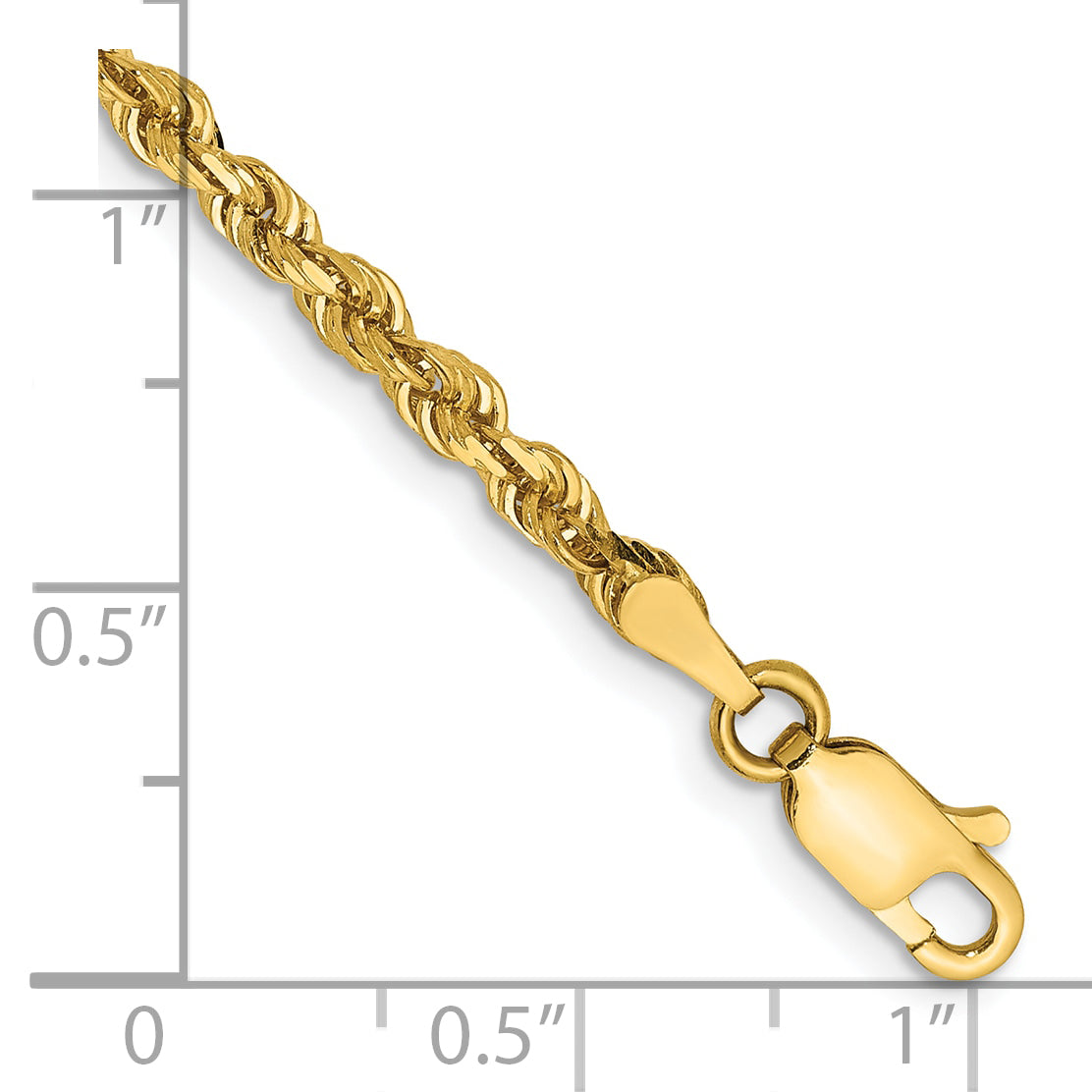 7 Inch 14K Yellow Gold 3.0mm Diamond Cut Lightweight Rope Chain Bracelet