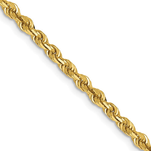18 Inch 14K Yellow Gold 3.0mm Diamond Cut Lightweight Rope Chain Necklace