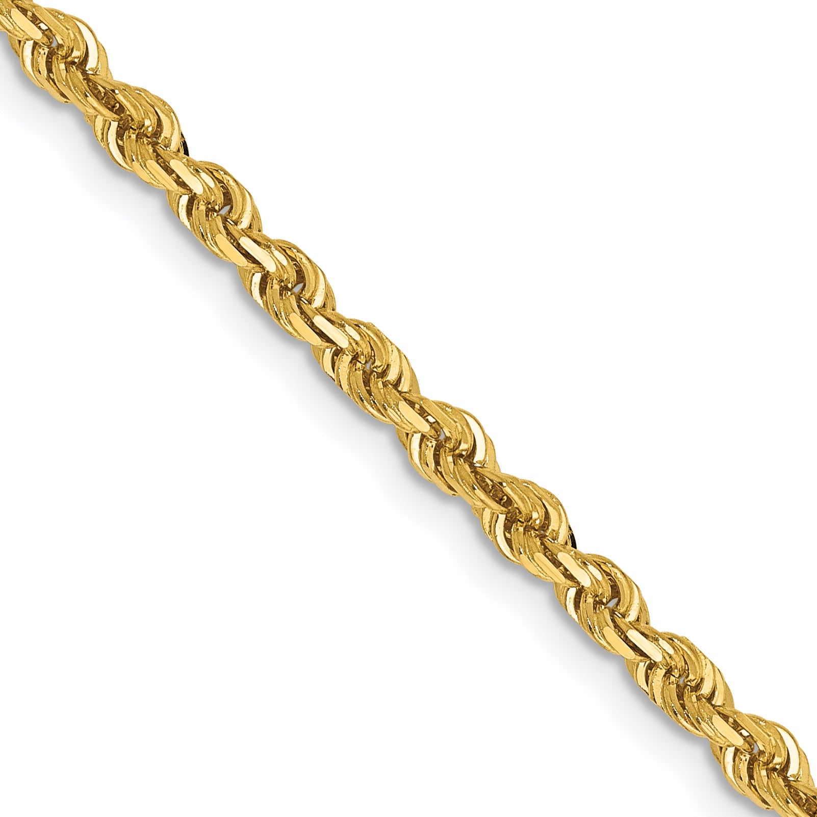 16 Inch 14K Yellow Gold 3.0mm Diamond Cut Lightweight Rope Chain Necklace