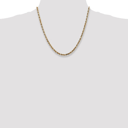 2 Inch 14K Yellow Gold 4mm Diamond Cut Lightweight Rope Chain Necklace