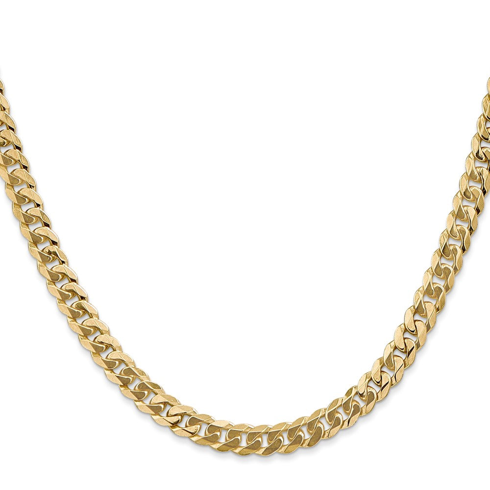 22 Inch 14K White Gold 5.75mm Flat Beveled Curb Chain Necklace