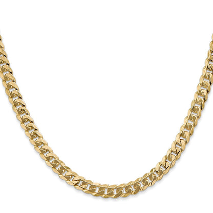 22 Inch 14K White Gold 5.75mm Flat Beveled Curb Chain Necklace