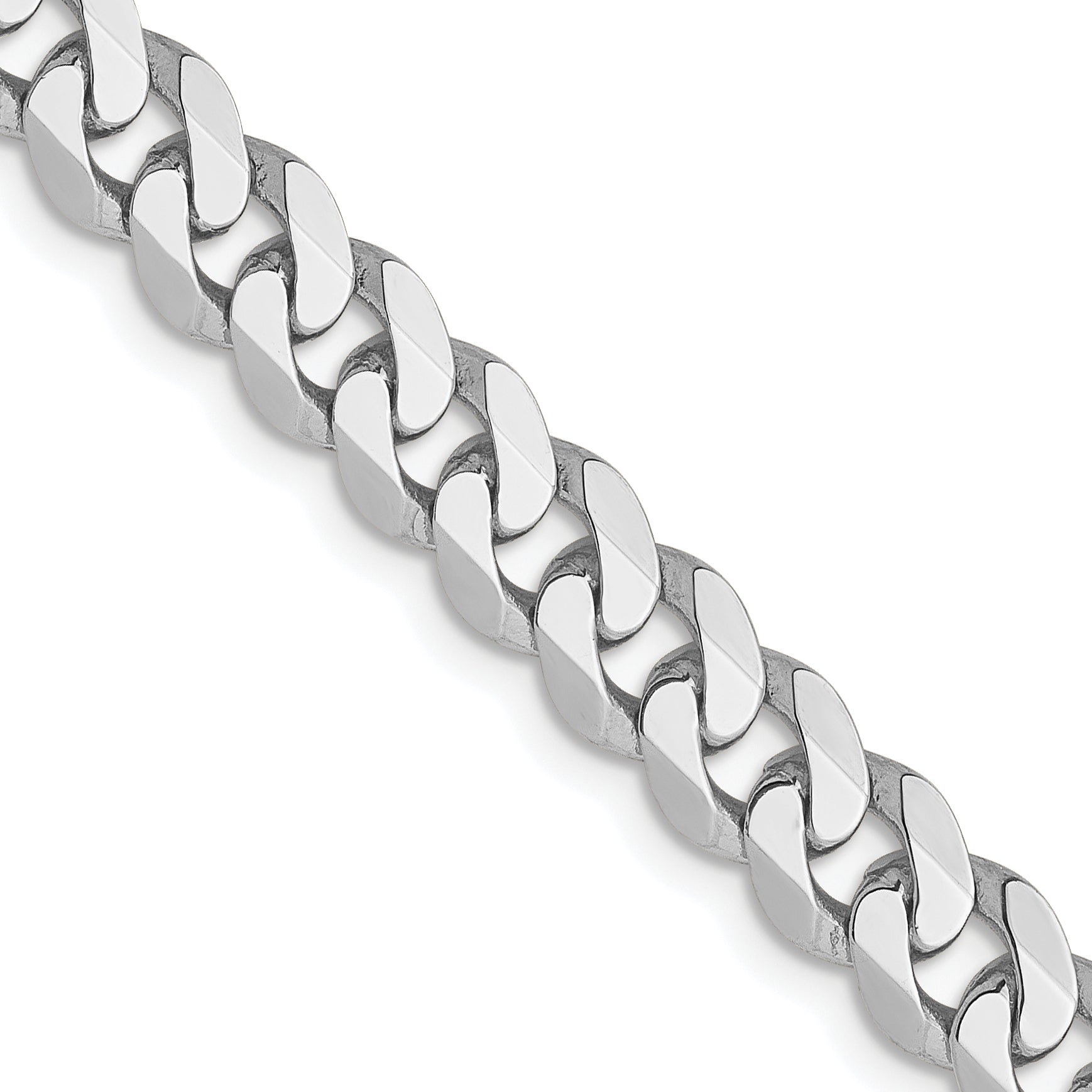 14K White Gold 5.75mm Flat Beveled Curb Chain