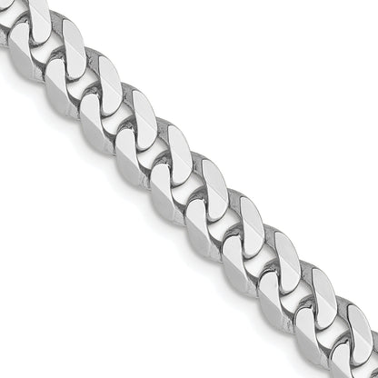 14K White Gold 5.75mm Flat Beveled Curb Chain