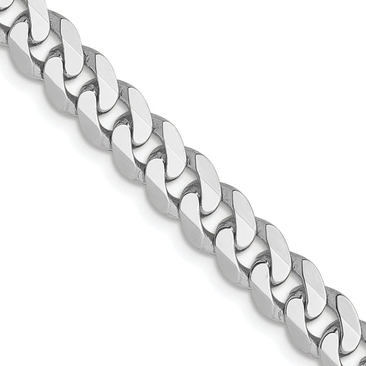 14K White Gold 5.75mm Flat Beveled Curb Chain