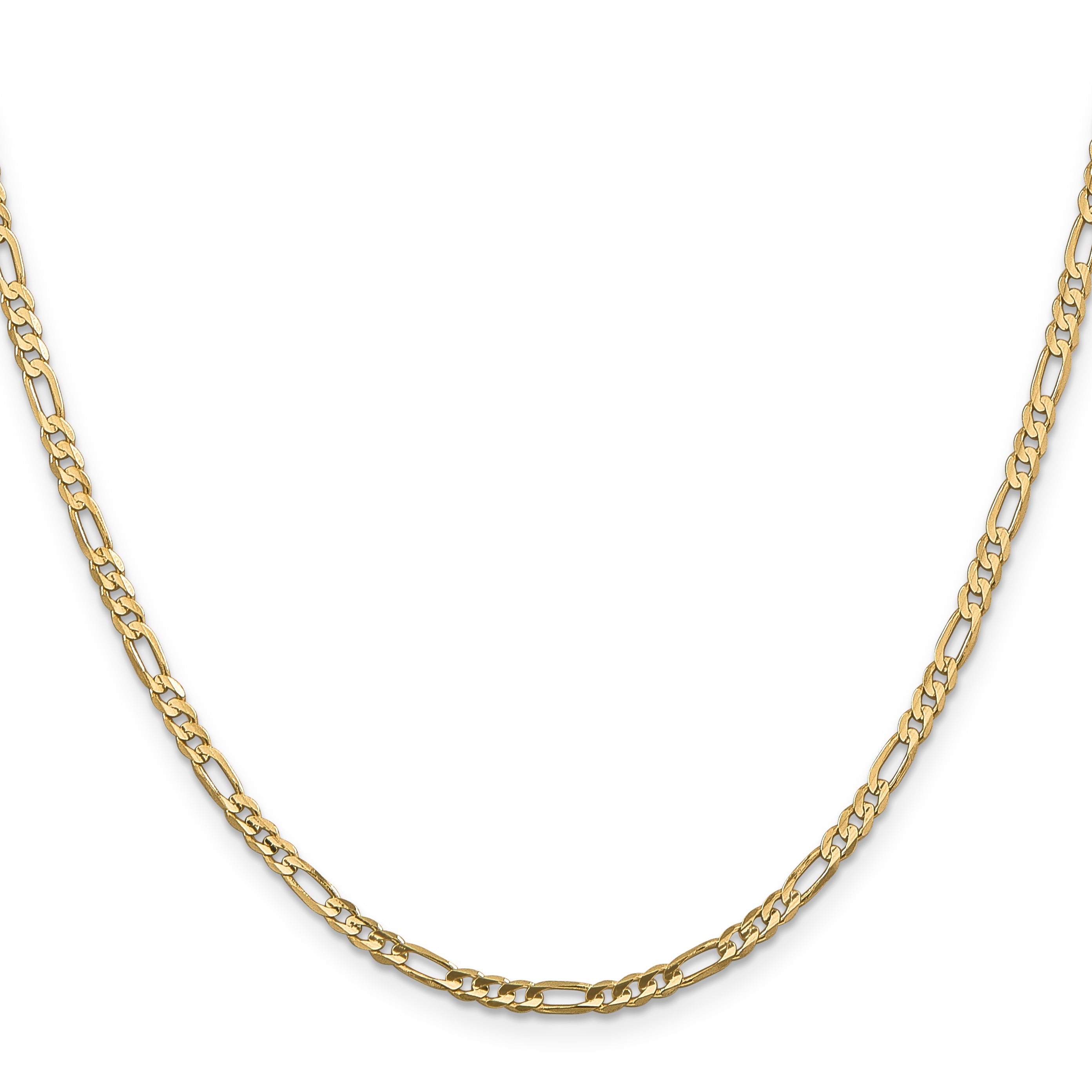 16 Inch 14K Yellow Gold 3mm Concave Open Figaro Chain Necklace