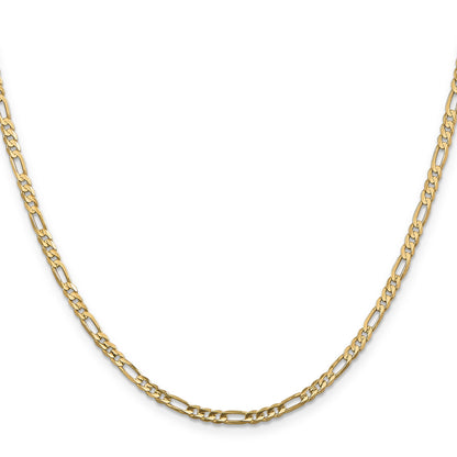 2 Inch 14K Yellow Gold 3mm Concave Open Figaro Chain Necklace