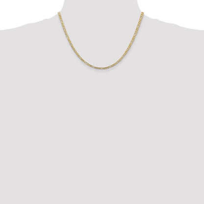 18 Inch 14K Yellow Gold 3mm Concave Open Figaro Chain Necklace