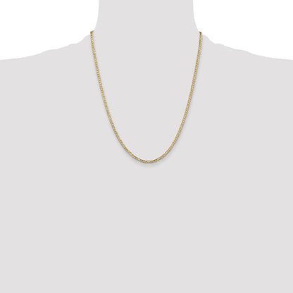 22 Inch 14K Yellow Gold 3mm Concave Open Figaro Chain Necklace