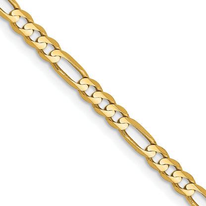18 Inch 14K Yellow Gold 3mm Concave Open Figaro Chain Necklace