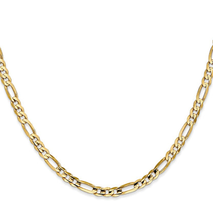 24 Inch 14K Yellow Gold 4mm Concave Open Figaro Chain Necklace