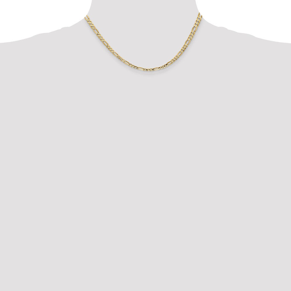 16 Inch 14K Yellow Gold 4mm Concave Open Figaro Chain Necklace