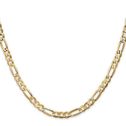18 Inch 14K Yellow Gold 4.5mm Concave Open Figaro Chain Necklace