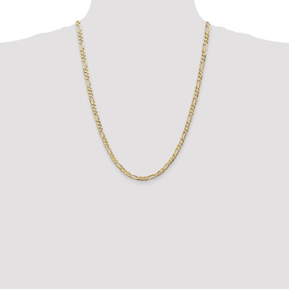 24 Inch 14K Yellow Gold 4.5mm Concave Open Figaro Chain Necklace