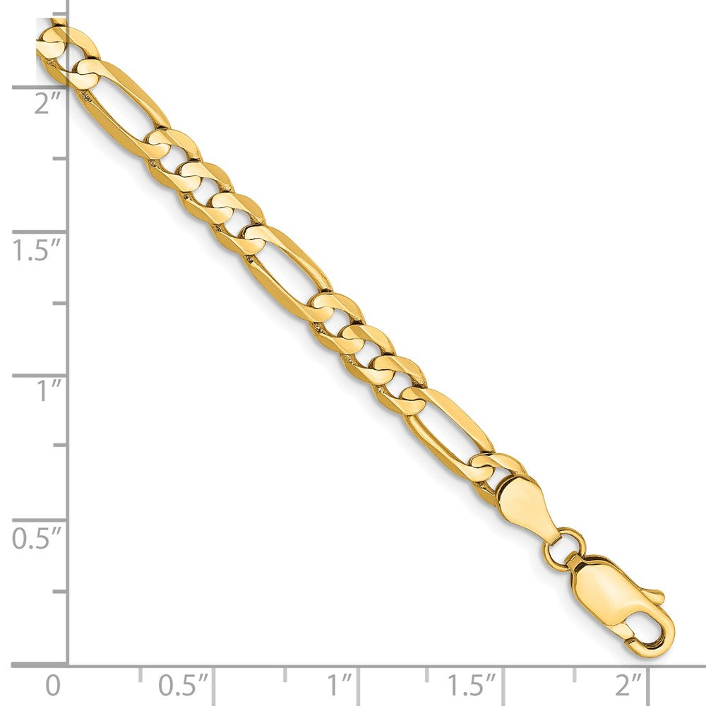 7 Inch 14K Yellow Gold 4.5mm Concave Open Figaro Chain Bracelet