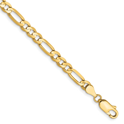 8 Inch 14K Yellow Gold 4.5mm Concave Open Figaro Chain Bracelet