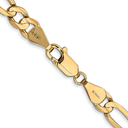 22 Inch 14K Yellow Gold 5.5mm Concave Open Figaro Chain Necklace