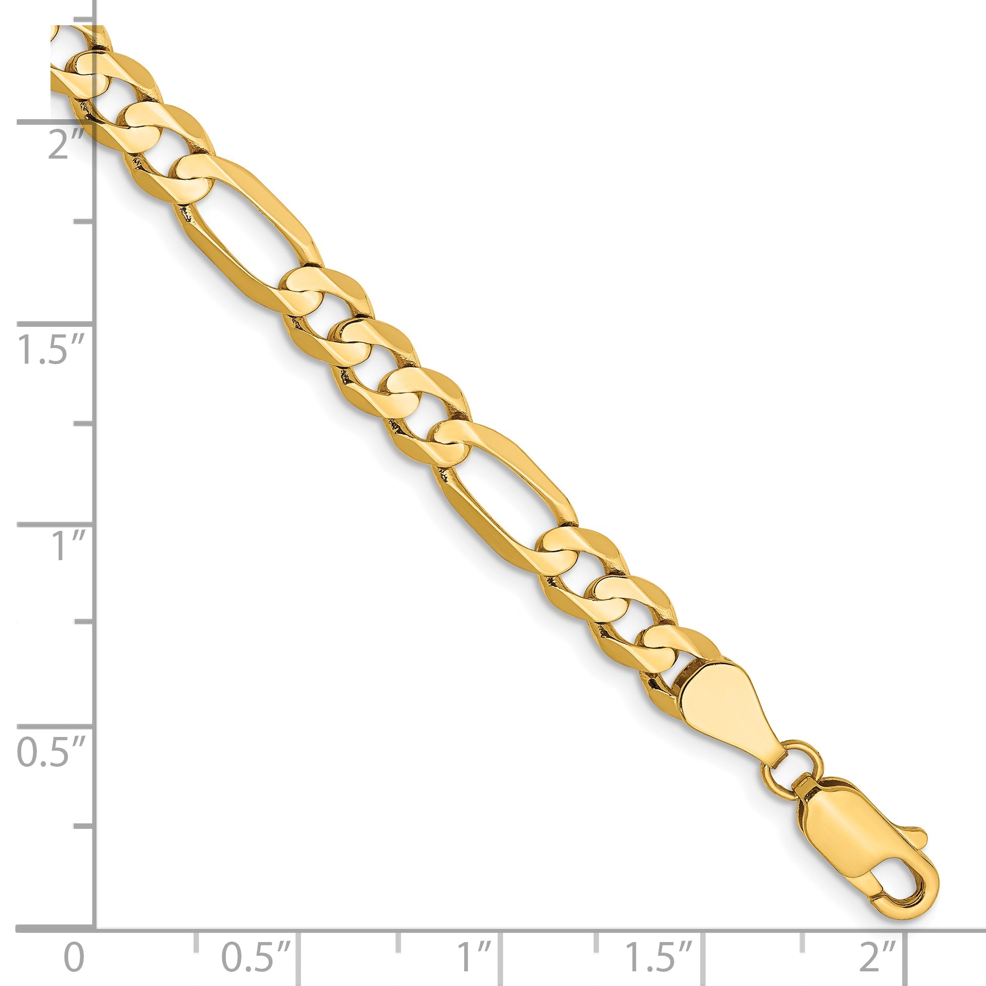 7 Inch 14K Yellow Gold 5.5mm Concave Open Figaro Chain Bracelet