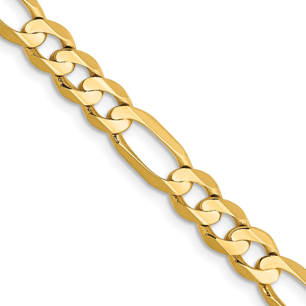 24 Inch 14K Yellow Gold 5.5mm Concave Open Figaro Chain Necklace