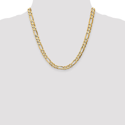 2 Inch 14K Yellow Gold 6.75mm Concave Open Figaro Chain Necklace