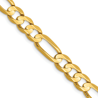 18 Inch 14K Yellow Gold 6.75mm Concave Open Figaro Chain Necklace