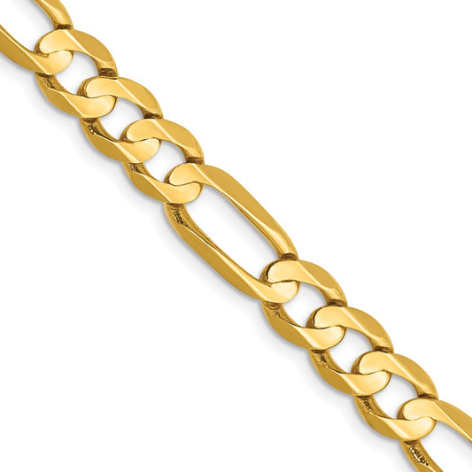 2 Inch 14K Yellow Gold 6.75mm Concave Open Figaro Chain Necklace