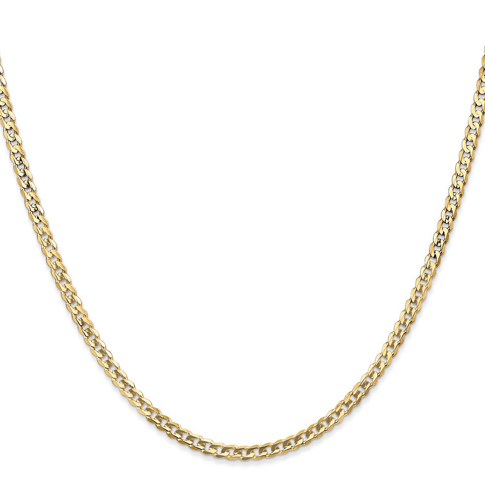 16 Inch 14K Yellow Gold 3mm Open Concave Curb Chain Necklace