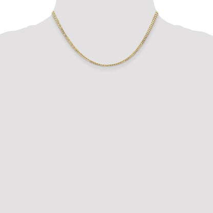 16 Inch 14K Yellow Gold 3mm Open Concave Curb Chain Necklace