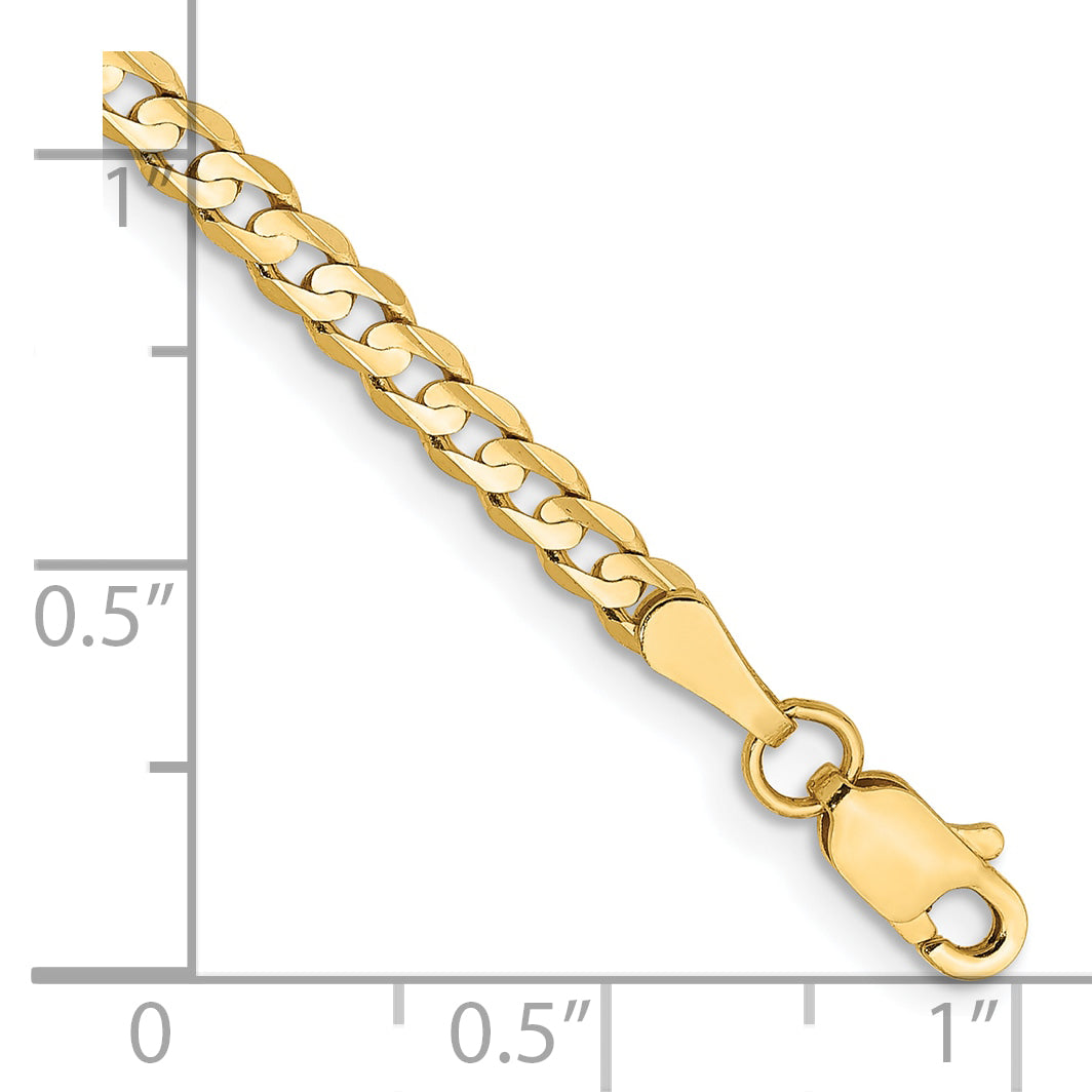 7 Inch 14K Yellow Gold 3mm Open Concave Curb Chain Bracelet