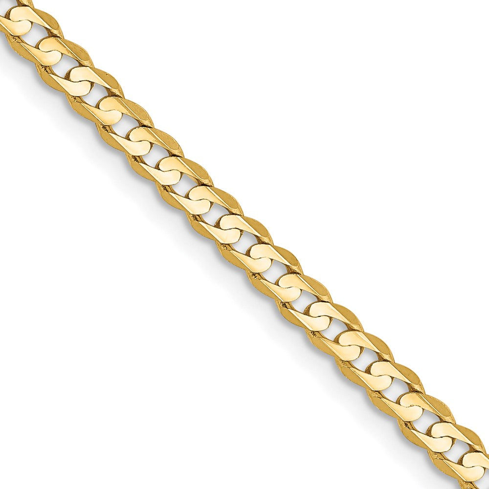 24 Inch 14K Yellow Gold 3mm Open Concave Curb Chain Necklace