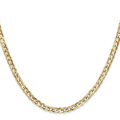 18 Inch 14K Yellow Gold 3.8mm Open Concave Curb Chain Necklace
