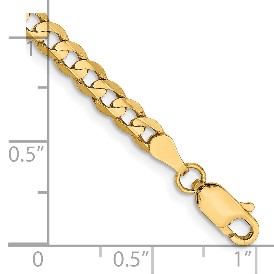 8 Inch 14K Yellow Gold 3.8mm Open Concave Curb Chain Bracelet