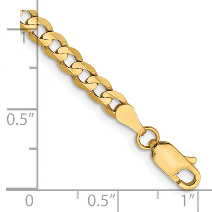 8 Inch 14K Yellow Gold 3.8mm Open Concave Curb Chain Bracelet
