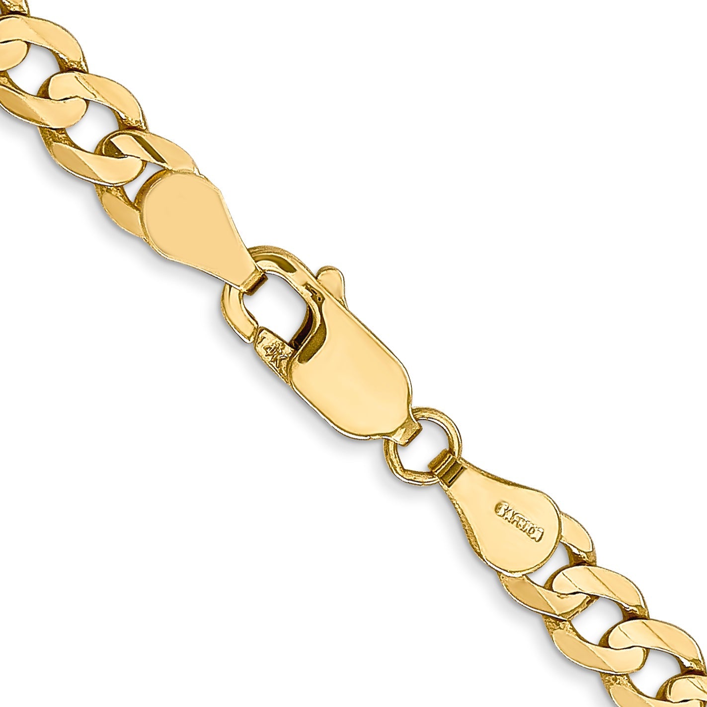 2 Inch 14K Yellow Gold 4.5mm Open Concave Curb Chain Necklace