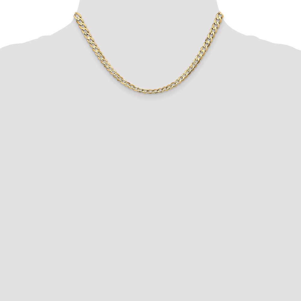 16 Inch 14K Yellow Gold 4.5mm Open Concave Curb Chain Necklace
