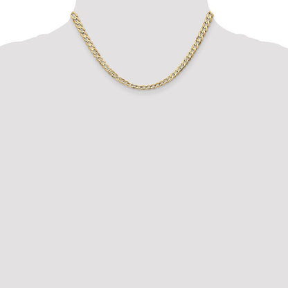16 Inch 14K Yellow Gold 4.5mm Open Concave Curb Chain Necklace
