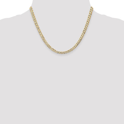 18 Inch 14K Yellow Gold 4.5mm Open Concave Curb Chain Necklace